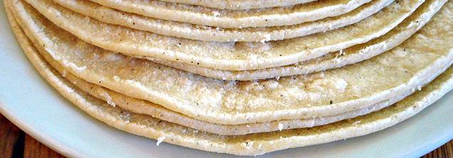 Stack of thick corn tortillas