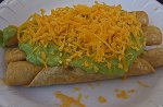 3 Rolled Tacos with Cheese and Guacamole