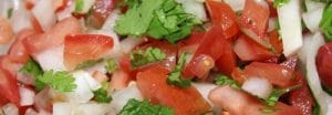 Pico de Gallo (tomato, white onion, and cilantro) for tacos.
