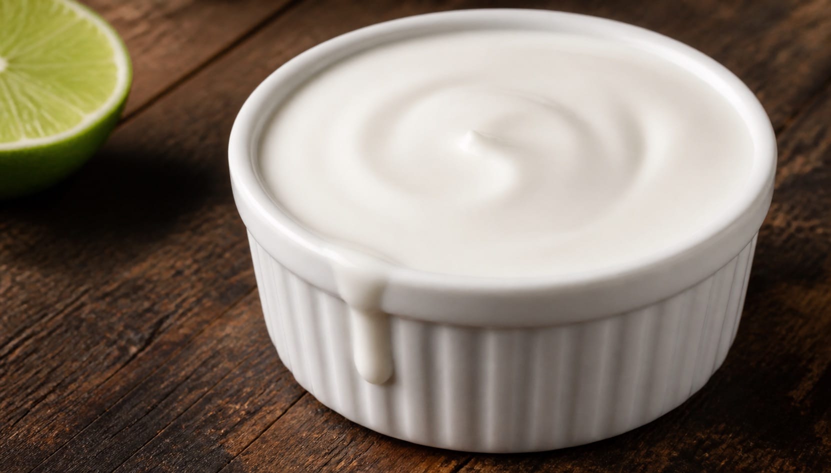 Rubio's fish taco white sauce in a squeeze bottle for easy drizzling